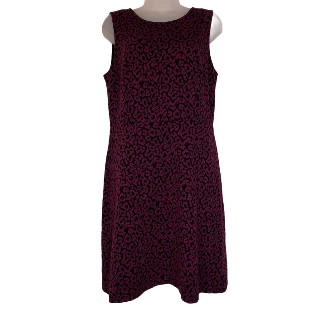 Loft Purple Cheetah Sheath Dress Sleeveless Office